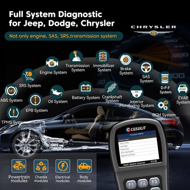 cgsulit sc530 chrysler jeep dodge obd2 scanner for all system diagnostic