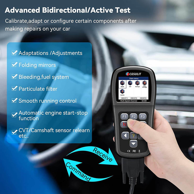 CGSULIT SC530 gm Bi-directional scan tool sends commands to the vehicle ECU for component testing, which helps to quickly find out the cause of the problem.