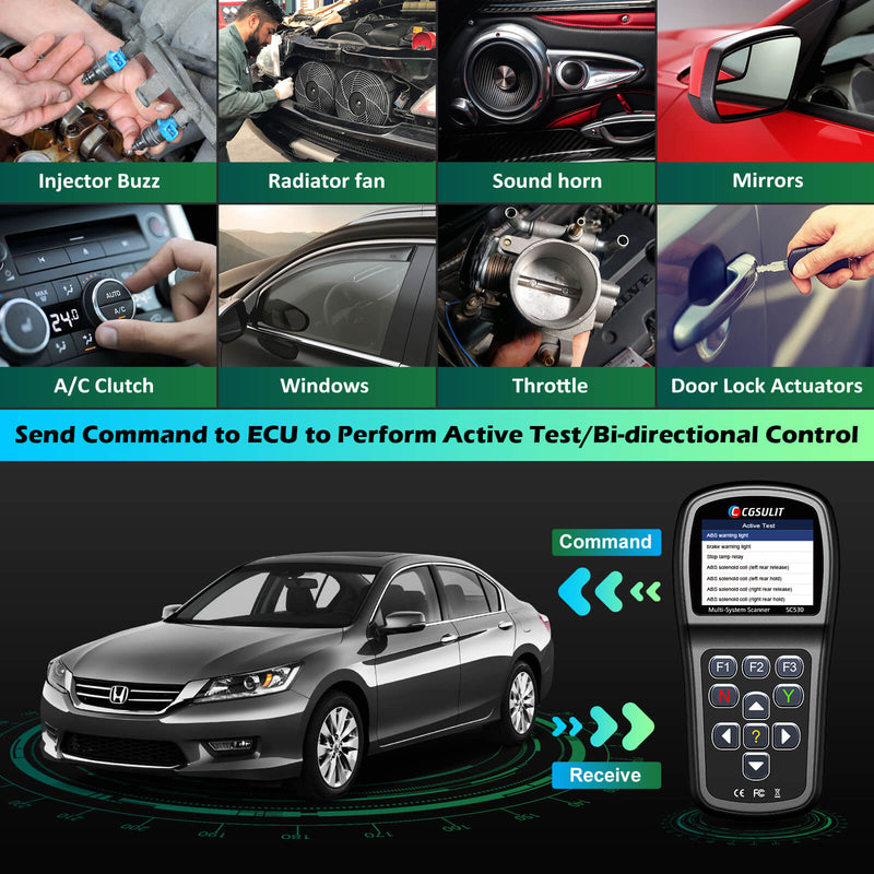 SC530 honda Bi-directional scan tool sends commands to the vehicle ECU for component testing, which helps to quickly find out the cause of the problem.