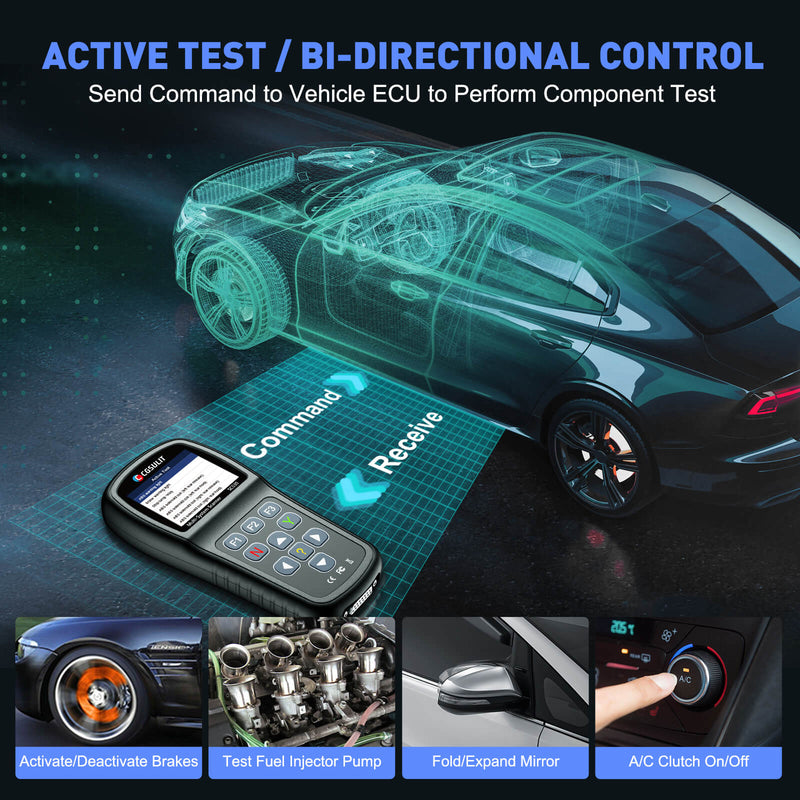 SC530 toyota scan tool Bi-directional scan tool sends commands to the vehicle ECU for component testing, which helps to quickly find out the cause of the problem.