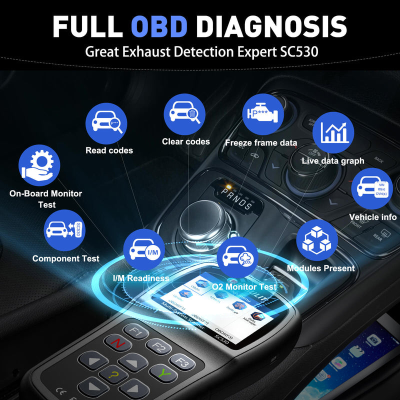 SC530 toyota OBDII code reader support 10 OBD2 modes. It quickly turns off the Check Engine Light(MIL) and helps you pass the smog check.